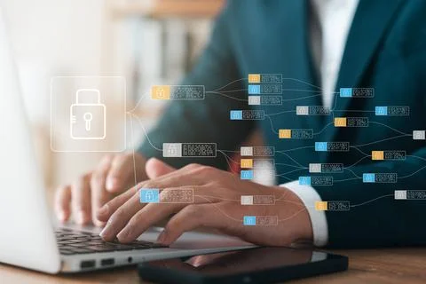 Cybersecurity and privacy concept of data protection, secure encryption tec.. Foto stock