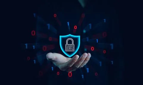 Cybersecurity and privacy concepts to protect data, Businessman protect perso 스톡 사진