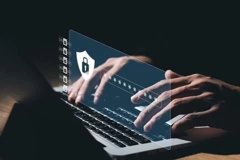 Cybersecurity and privacy concepts to protect data. Lock icon and internet .. Stock Photos