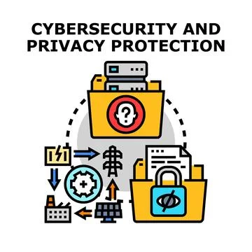 Cybersecurity and privacy protection system and data concept イラスト素材