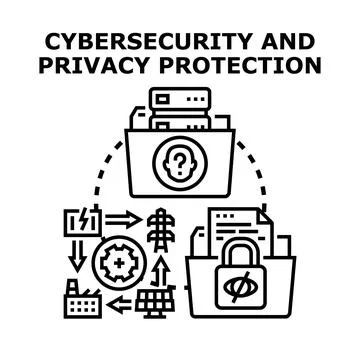 Cybersecurity and privacy protection system and data concept Stock Illustration