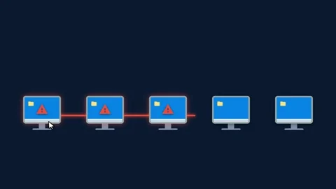 Cybersecurity animation of network threat containment and firewall. 4K Stock-Footage 341694749
