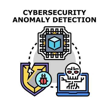 Cybersecurity anomaly detection analyzing digital threats and protecting data 库存插图