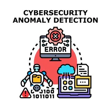 Cybersecurity anomaly detection protecting information technology system Stock Illustration
