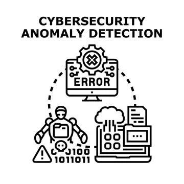 Cybersecurity anomaly detection protecting information technology system Stock Illustration