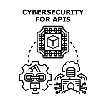 Cybersecurity for apis and digital network protection Illustrazione stock