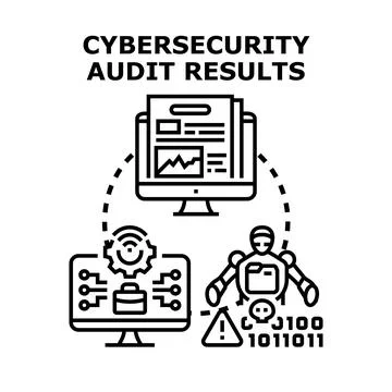 Cybersecurity audit results presenting system security analysis イラスト素材