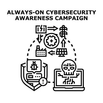 Cybersecurity awareness campaign protecting digital infrastructure and data Stock Illustration