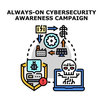 Cybersecurity awareness campaign protecting digital infrastructure and data 库存插图
