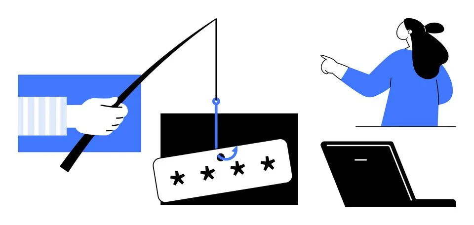 Cybersecurity Awareness Preventing Phishing Attacks and Protecting Passwords イラスト素材