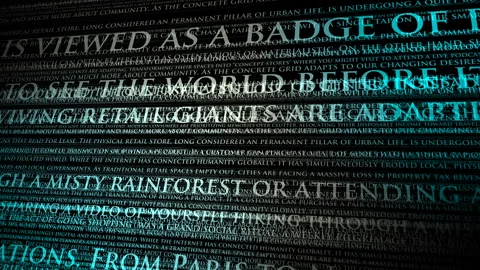 Cybersecurity Big Data Stream of Digital Text for Cloud Computing Network Stock Footage 338185615