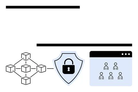 Cybersecurity, blockchain technology, online authentication, digital identity Stock Illustration