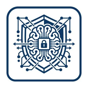Cybersecurity brain shield icon representing artificial intelligence protec.. Stock Illustration