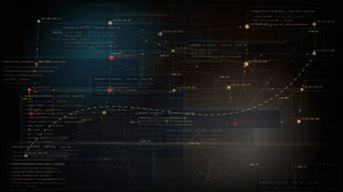 Cybersecurity Breach Alert Zero Day Detected Digital HUD Background Stock Footage 335369085