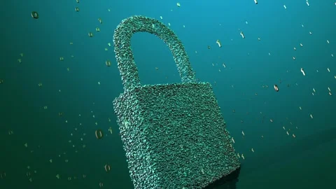 Cybersecurity. A breach in the defense. Emerald background. Stock Footage 252833930