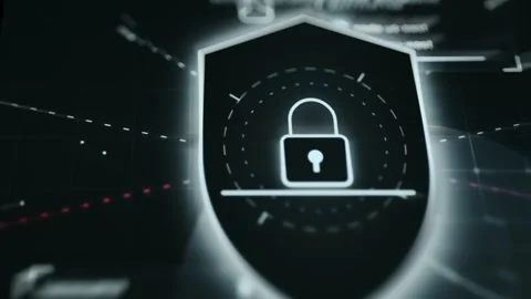 Cybersecurity Breach Warning Data Display with moving graphs Stock Footage 337394550