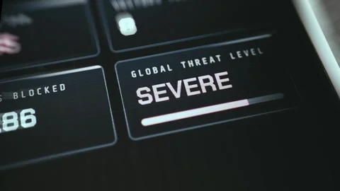 Cybersecurity Breach Warning Data Display showing live status Stock Footage 337395027