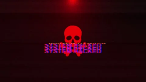 Cybersecurity Breach Warning Message and Digital Glitch Effects Stock Footage 311678932