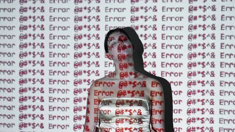 Cybersecurity bug silhouette woman computer attack Stock Footage 236571069