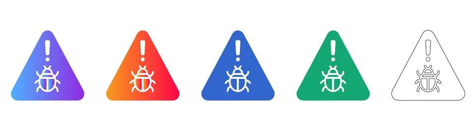 Cybersecurity Bug Warning Icons for System Alerts イラスト素材
