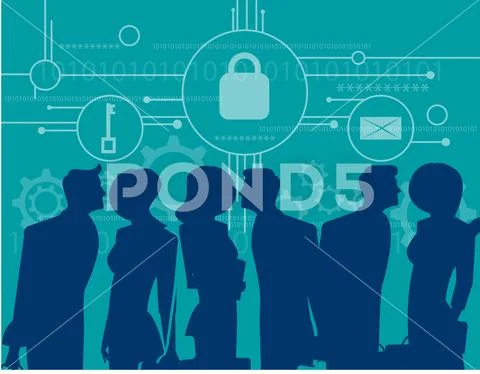 Cybersecurity. Business meeting security Stock Illustration