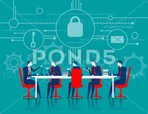 Cybersecurity. Business meeting security Stock Illustration