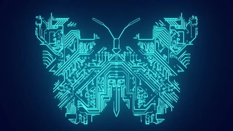 Cybersecurity  Butterfly Circuit board technology animation	 스톡 동영상 241073132