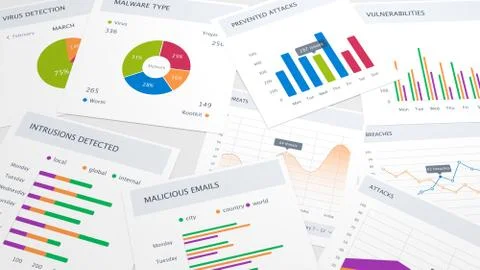 Cybersecurity charts Stock Illustration
