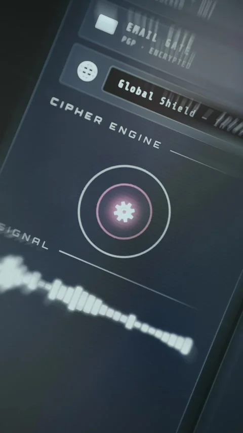 Cybersecurity cipher engine symbol shown as rotating mechanical gear icon Stock Footage 335466595