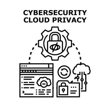 Cybersecurity cloud privacy concept protecting digital data Stock Illustration