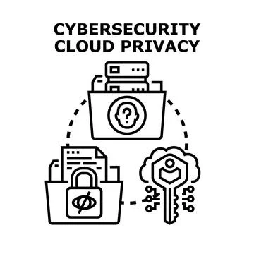 Cybersecurity cloud privacy data protection concept イラスト素材