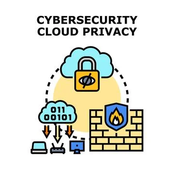 Cybersecurity cloud privacy protecting digital data transmissions Stock Illustration