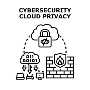 Cybersecurity cloud privacy protecting digital data transmissions Illustrazione stock