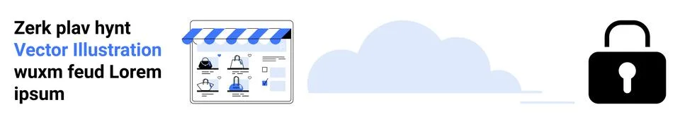 Cybersecurity, cloud storage, online privacy, data protection, digital securi Stock Illustration