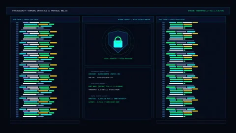 Cybersecurity code analysis and threat detection software interface Stock Footage 347199215