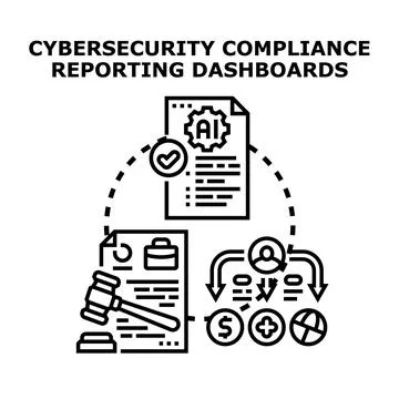 Cybersecurity compliance reporting dashboards with ai technology Stock Illustration