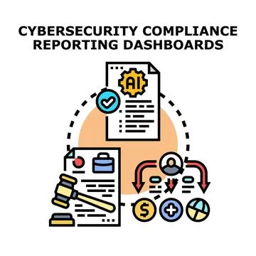 Cybersecurity compliance reporting dashboards with ai technology Stock Illustration