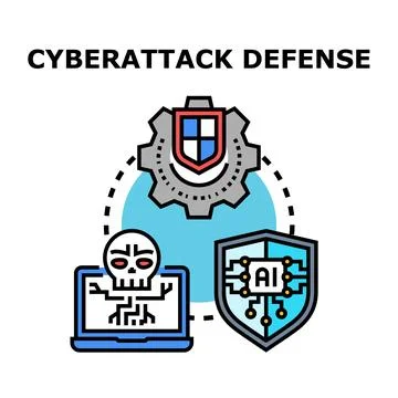 Cybersecurity concept with ai protecting from digital attack イラスト素材