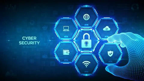 Cybersecurity concept. Data protection. Digital security, network security,.. Illustrazione stock