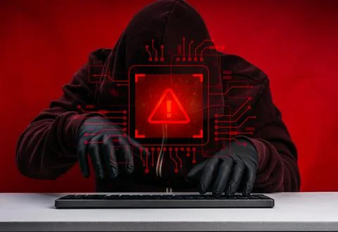 Cybersecurity concept featuring an AI-powered hacker using artificial intel.. Stock Photos