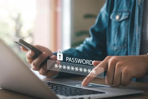 Cybersecurity concept Global network security technology, business people pro Stock Photos