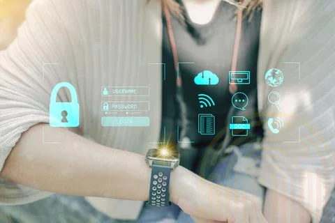 Cybersecurity Concept Global network security technology,  protect personal info 写真素材