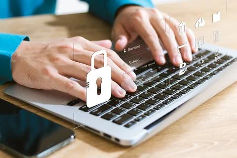 Cybersecurity concept Global network security technology, business people p.. Stock Photos