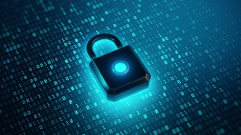 Cybersecurity concept with glowing digital padlock Stock Footage 308325127
