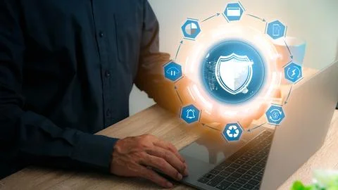 Cybersecurity concept on the internet Stock Photos