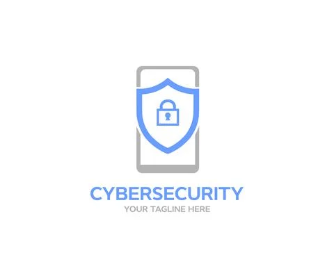Cybersecurity concept, internet security logo design. Illustrazione stock