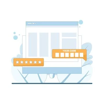 Cybersecurity concept with laptop two-factor authentication Stock Illustration