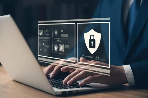 Cybersecurity concept, padlock icon and internet technology network, secure.. 스톡 사진