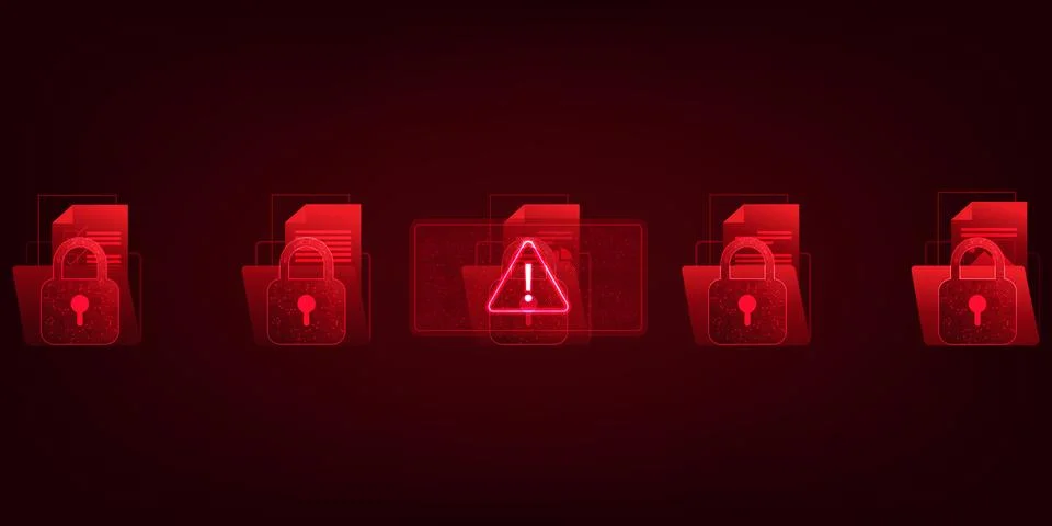 Cybersecurity concept protected digital document with an active security al.. Stockillustratie