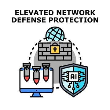 Cybersecurity concept protecting data with artificial intelligence defense .. 库存插图